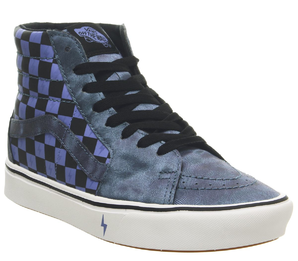Vans 万斯 Sk8 Hi 大童蓝色棋盘格高帮鞋