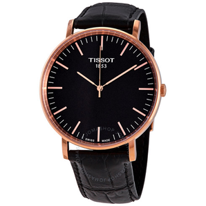 Tissot 天梭 Everytime Large 系列 玫瑰金色黑色男士气质腕表