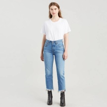 Levi's 501中腰女士褲腳磨損牛仔直筒褲