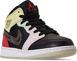 AJ1 jordan Mid 夜光拼接4層鉤黑紅綠粉  大童款