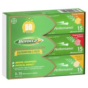 Berocca 拜維佳 Effervescent 維生素B+C+鈣 鎂 鋅 水溶泡騰片 45片