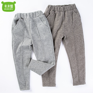 MUMUWU 木木屋 儿童加绒加厚保暖呢裤