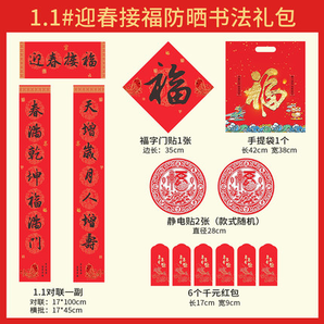 别雅 鼠年春节礼包 1.1米对联+福字门贴+静电贴2张+千元红包6个+手提袋 3.8元包邮(需用券)
