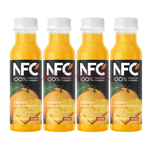 农夫山泉 nfc果汁(冷藏型)100%鲜榨芒果混合汁 300ml*4瓶