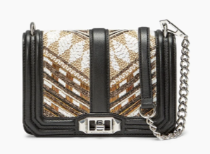 Rebecca minkoff love小號絲絨刺繡釘珠鏈條包