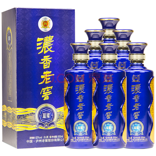 luzhoulaojiao泸州老窖浓香老窖蓝耀52度白酒500ml*6瓶*2件 348元(合