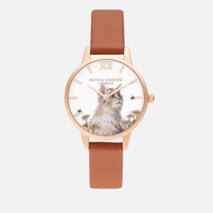 Olivia Burton Illustrated Animals 貓咪圖案女款時尚腕表