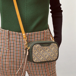 Tory Burch PERRY雙鏈老花拼色相機(jī)包