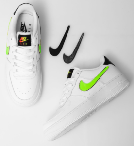 NIKE AIR FORCE 1 空軍一號白綠換鉤大童款板鞋 