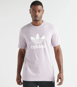 XL碼！adidas 阿迪達(dá)斯三葉草 男款香芋紫T恤