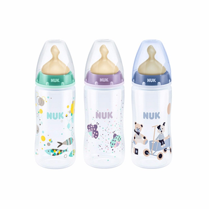 NUK 寬口乳膠頭PP奶瓶 0-6月 300ml  綠/紫/藍(lán) 三色隨機(jī)發(fā) 1個(gè)裝