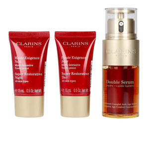 CLARINS 嬌韻詩 黃金雙萃賦活精華30ml+花樣年華日霜15ml+花樣年華晚霜15ml