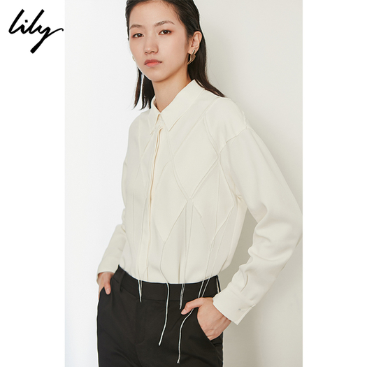 lily 119410c4205 立体流苏长袖白衬衫 201元包邮(需用券)