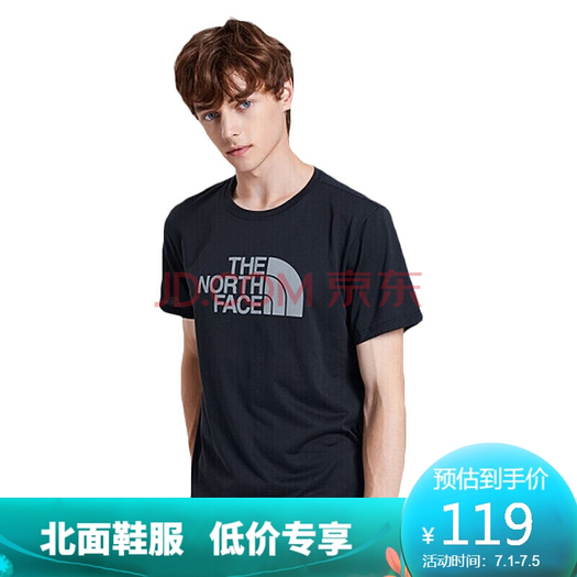 某东plus会员: the north face 北面 nf0a3v7a 男款休闲短袖 109元