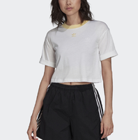国内199元！Adidas三叶草女士小LOGO经典高腰鹅黄色T恤