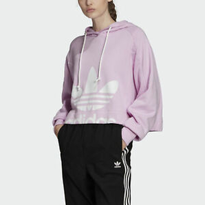 降價(jià)！ADIDAS 三葉草 女士櫻花粉短款衛(wèi)衣