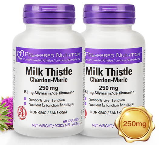 加拿大进口preferrednutrition奶蓟草精华片醒酒护肝60粒2瓶
