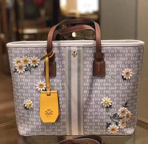Tory Burch Gemini Link Canvas Applique 女士帆布托特包