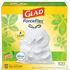 Glad ForceFlex 13加侖帶抽繩清新廚房垃圾袋80個(gè)