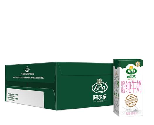 arla 阿尔乐 脱脂牛奶康美包 200ml*24盒