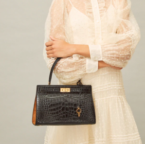 TORY BURCH 湯麗柏琦 新款Lee Radziwill 女士鱷魚紋限量款手提包 小號(hào)