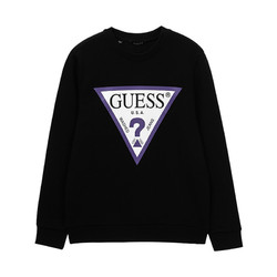 21日0點、黑卡會員！ GUESS 經典白底倒三角LOGO圓領套頭衛(wèi)衣