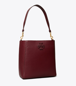 國內(nèi)售價4800元！Tory Burch MCGRAW系列水桶單肩包 酒紅色