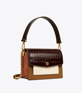 某貓￥5500！Tory Burch ROBINSON鱷魚紋鏈條拼色風(fēng)琴包