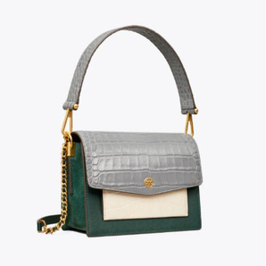 國(guó)內(nèi)5500元！Tory Burch ROBINSON 女士鱷魚紋灰拼風(fēng)琴包