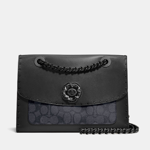 Coach蔻馳 Signature Border 女款山茶花斜挎包