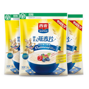 西麦纯燕麦片原味1000g3袋399元包邮可第二件半价