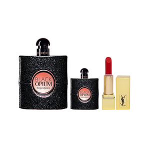 法國YSL圣羅蘭 2020年新款 黑鴉片三件套 香水90ml+Q版7.5ml+方管口紅N70 包郵包稅