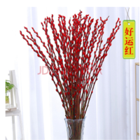 银柳红色 真花鲜枝水培过年宵装饰干花卉  红色银柳 80厘米高30支