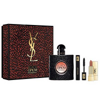 YVES SAINT LAURENT 圣羅蘭 黑色奧飄茗香水禮盒（EDP黑鴉片 50ml+mini眼線筆 #01-noir + mini經(jīng)典方管口紅 #70）