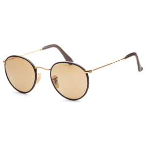 Ray-Ban 雷朋 男士復(fù)古圓形棕色皮革墨鏡
