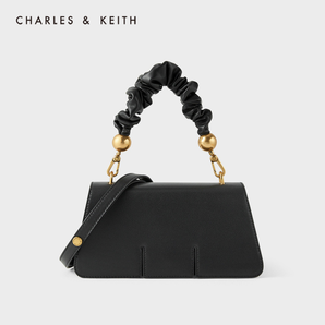 小CK新品 CHARLES&KEITH 女士褶皺單肩手提包