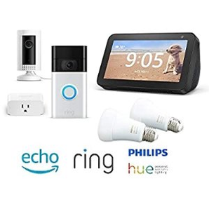 Alexa 智能家居 入門套裝 (Echo Show5+Ring門鈴+攝像頭+2燈泡+插座)