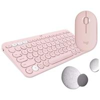 logitech 罗技 K380键盘+ Pebble鼠标 无线键鼠套装 粉色