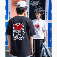 初語 x Keith Haring聯名款 21年新款情侶款愛心印花純棉短袖T恤  多色