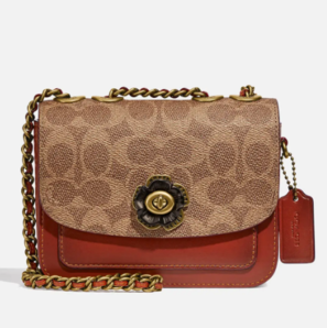 Coach  Coated Canvas Signature Madison 山茶花鏈條斜挎包