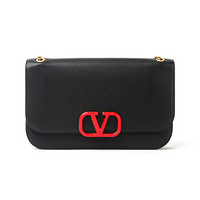 VALENTINO 华伦天奴 女士黑色V logo 链条斜挎包 SW0B0F20 JEA 0NO