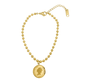 這個實物也好看！ADORNIA Coin Charm 鍍14K金 硬幣手鏈