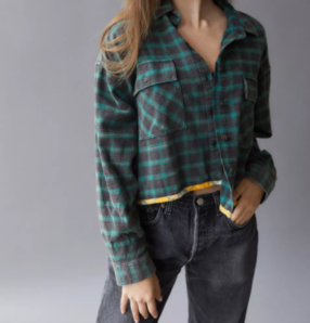 現(xiàn)貨S碼！BDG Caleb Cropped Flannel Shirt 女士高腰襯衫