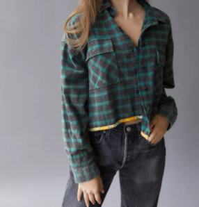 現(xiàn)貨S碼！BDG Caleb Cropped Flannel Shirt 女士高腰襯衫