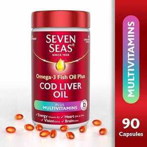 英国国民保健品牌！Seven Seas 七海 深海鳕鱼肝油+多种维生素胶囊90粒