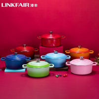 LINKFAIR 凌豐 LFDTG-FL22SD02 琺瑯鍋 22CM 粉色