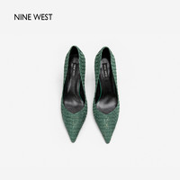NINE WEST 玖熙 羊皮革肌理纹路细跟高跟鞋 9.5cm NH201051NK
