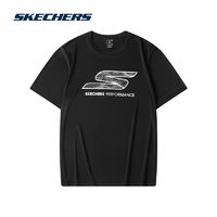 SKECHERS 斯凱奇 男女同款運動休閑圓領寬松針織短袖T恤衫P322U037