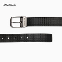 卡尔文·克莱恩 Calvin Klein 男士双面金属针扣网格纹理牛皮腰带 HC0785 001-黑色 95
