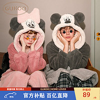 GUKOO 果殼 某東GUKOO 果殼 睡衣女珊瑚絨睡袍迪士尼情侶睡衣女冬薄絨保暖男士家